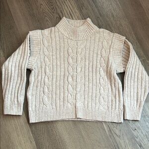 Time and Tru Beige Cable Knit Turtleneck Sweater